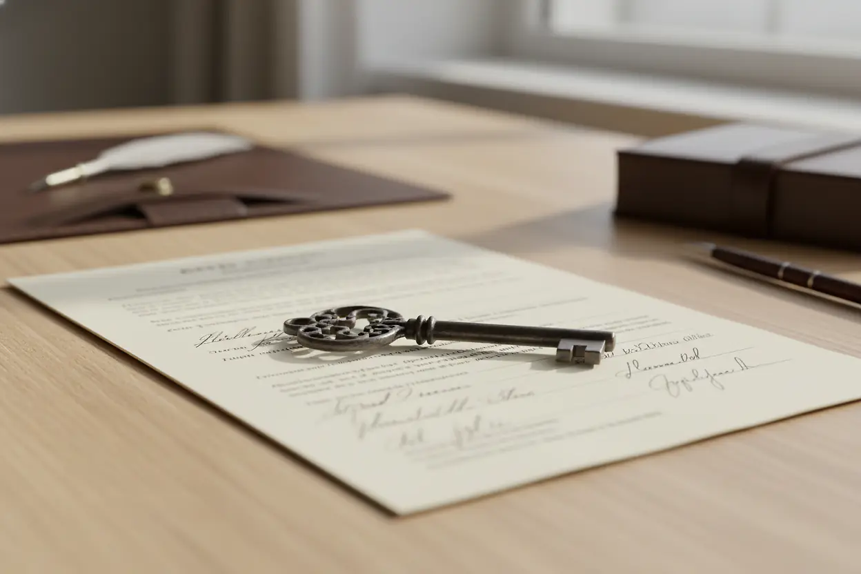 Clé de maison posée sur un contrat de vente immobilière signé